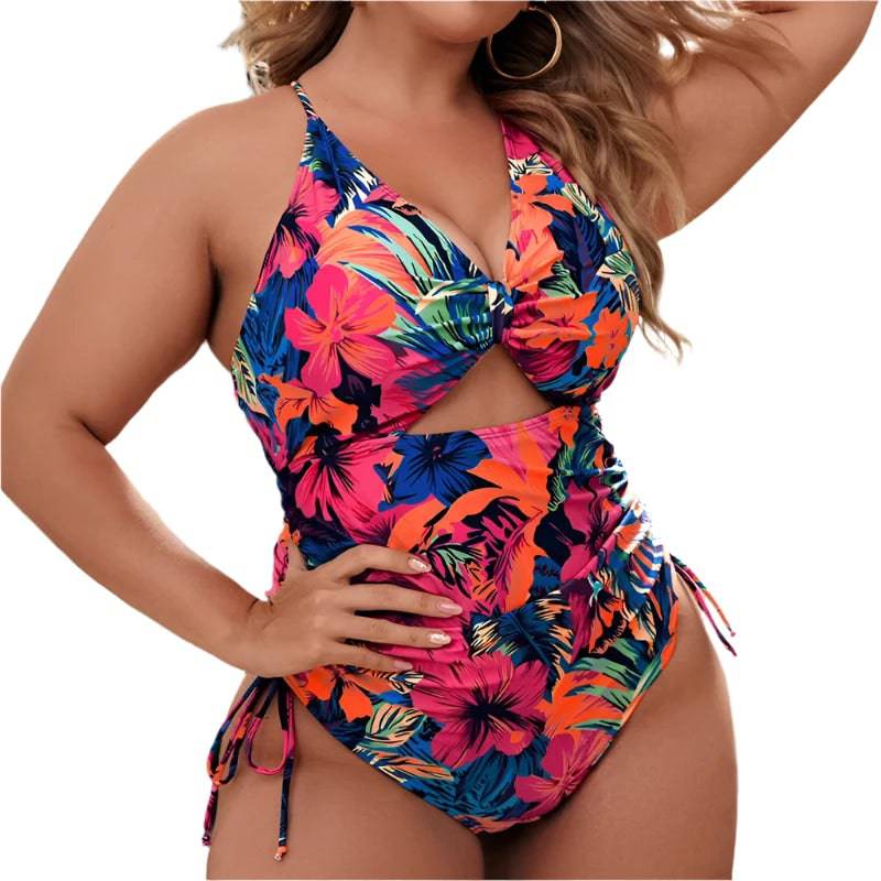 Plus Size Swimwear Women 2024 Push Up Bikini One Piece Swimsuit Print Beachwear Tankini Swimming Bathing Suit Female Large 4XL