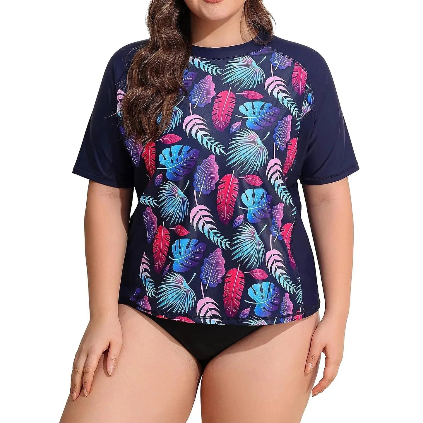 
                  
                    Attraco Swimsuit Swimwear Rash Guard Women Short Sleeve Retro Floral Print Shirt Womens Plus Size UPF50+ Rash Guard Beach Wear
                  
                