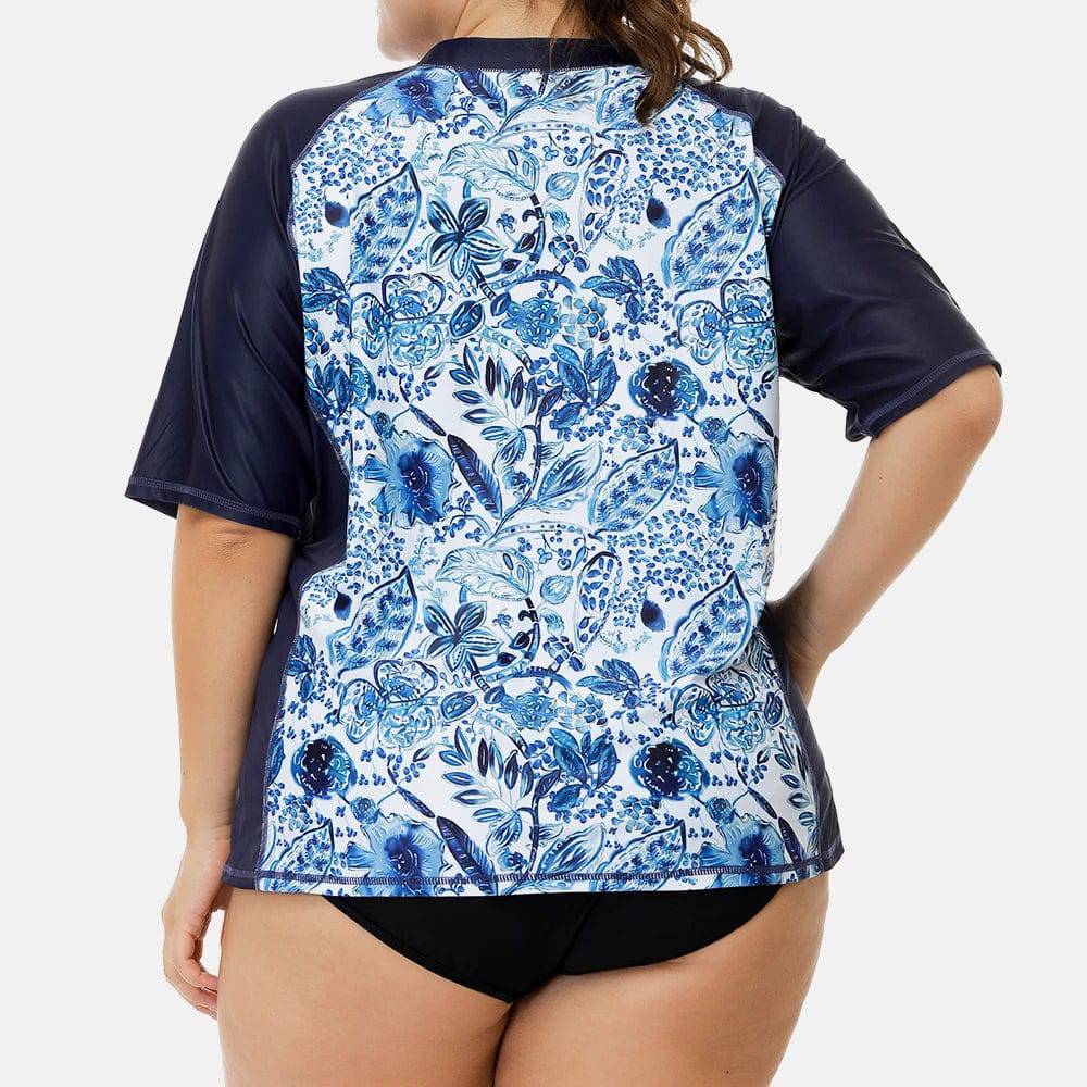 
                  
                    Attraco Swimsuit Swimwear Rash Guard Women Short Sleeve Retro Floral Print Shirt Womens Plus Size UPF50+ Rash Guard Beach Wear
                  
                