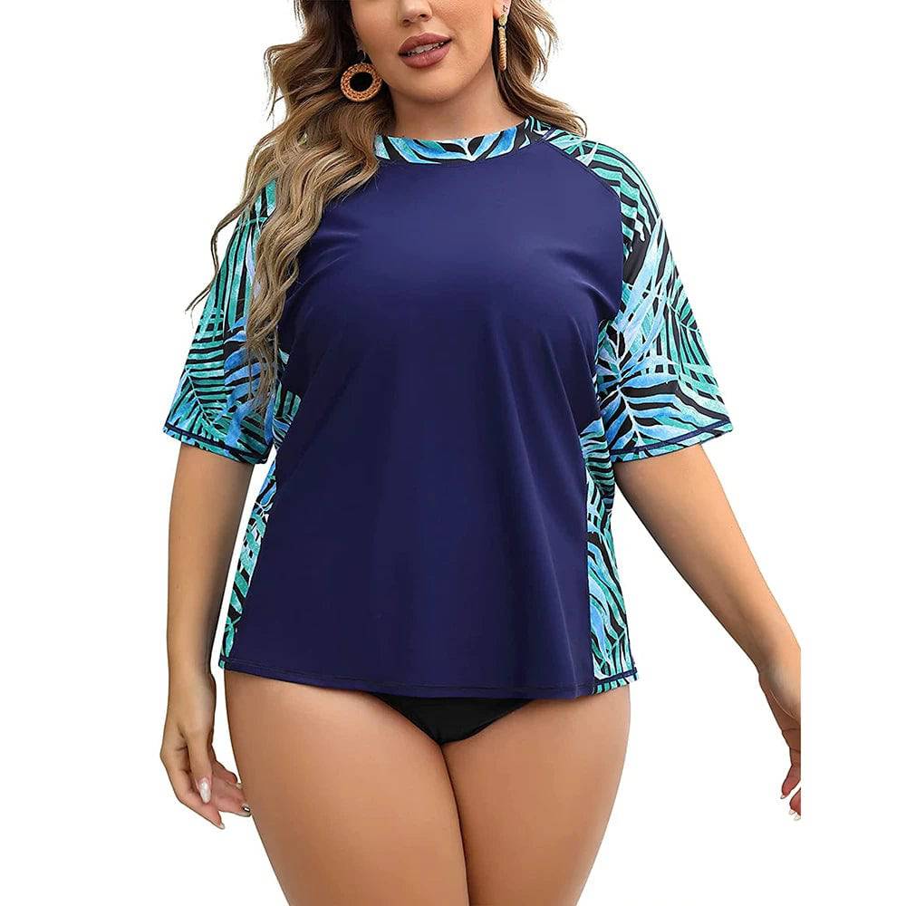 
                  
                    Attraco Swimsuit Swimwear Rash Guard Women Short Sleeve Retro Floral Print Shirt Womens Plus Size UPF50+ Rash Guard Beach Wear
                  
                