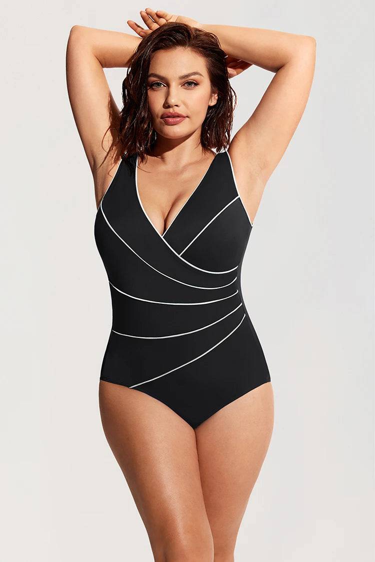 
                  
                    DELIMIRA Women's Slimming Swimwear One Piece Piped Swimsuit Plus Size Bathing Suit
                  
                