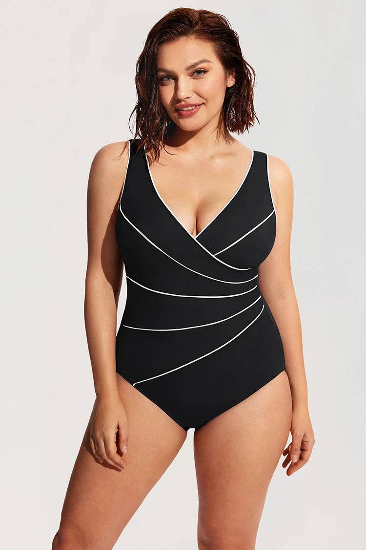 
                  
                    DELIMIRA Women's Slimming Swimwear One Piece Piped Swimsuit Plus Size Bathing Suit
                  
                