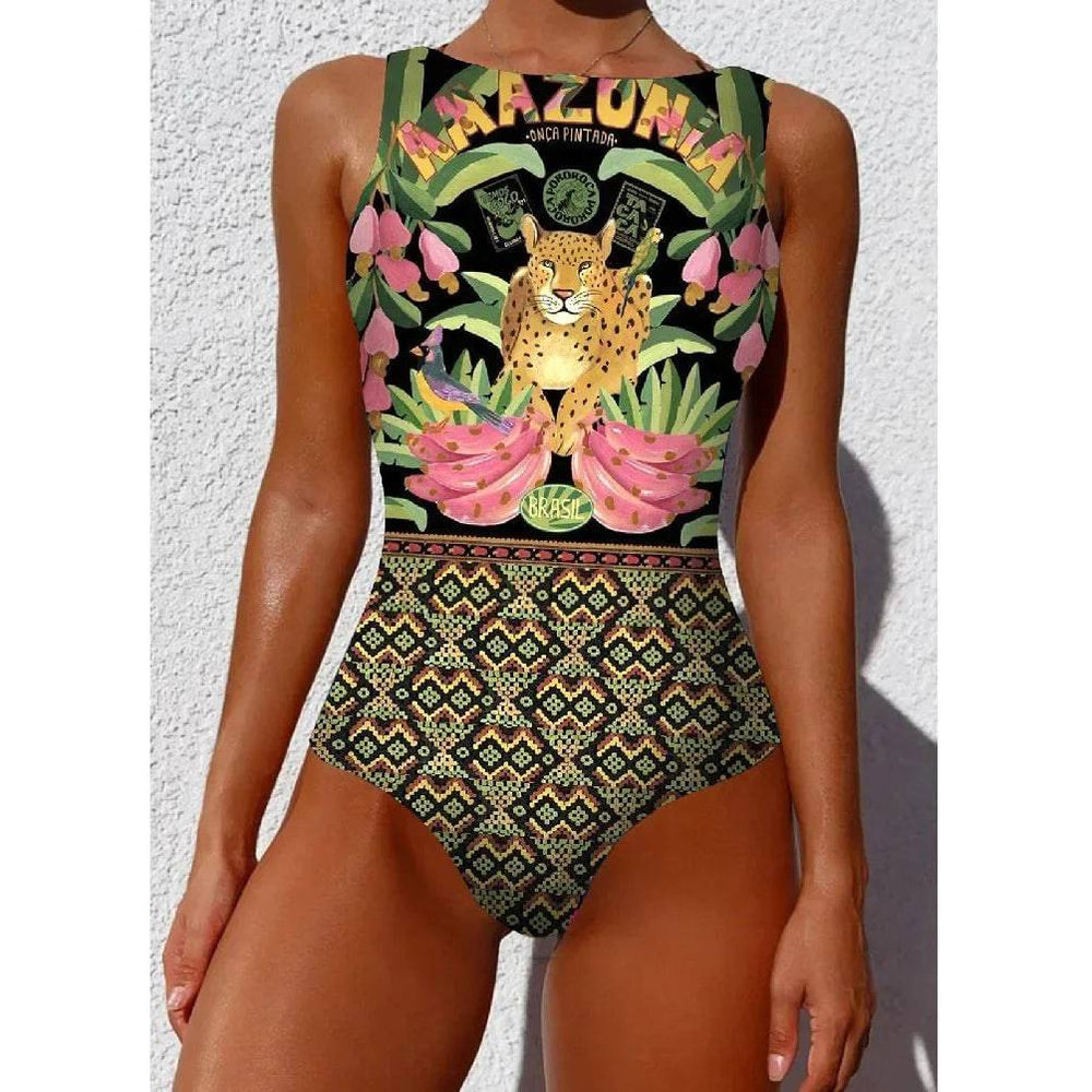 
                  
                    2024 New Printed One-piece Swimsuit Classic Printed Lace Up Swimsuit Women's Push Up Flower One-piece Suit Beach Wear For Female
                  
                