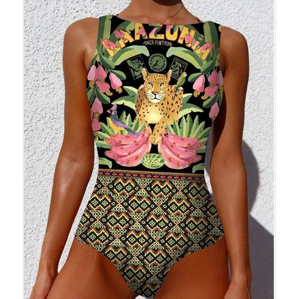 
                  
                    2024 New Printed One-piece Swimsuit Classic Printed Lace Up Swimsuit Women's Push Up Flower One-piece Suit Beach Wear For Female
                  
                