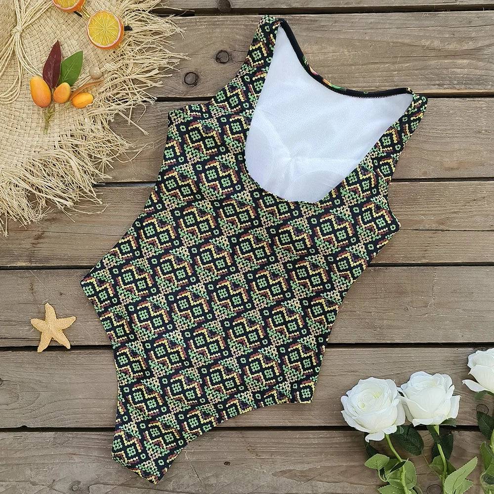 
                  
                    2024 New Printed One-piece Swimsuit Classic Printed Lace Up Swimsuit Women's Push Up Flower One-piece Suit Beach Wear For Female
                  
                