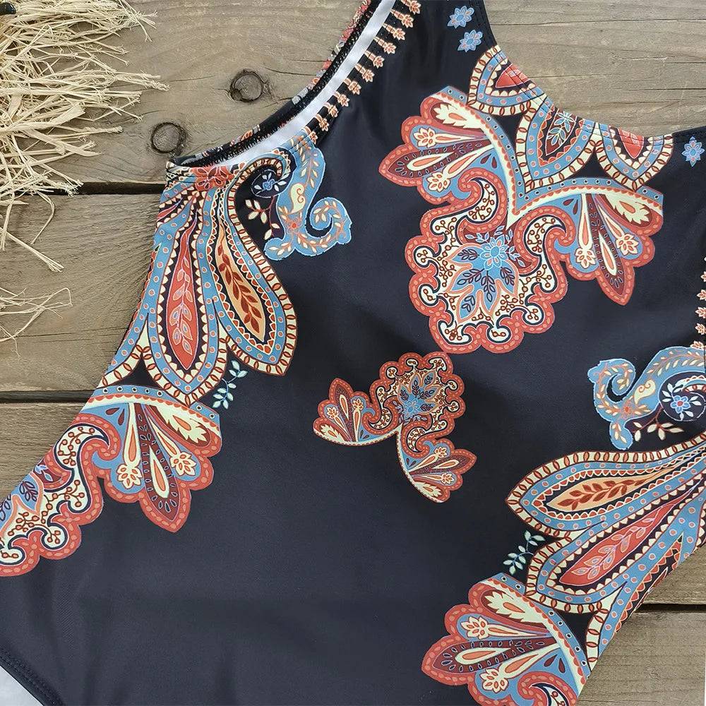 
                  
                    2024 New Printed One-piece Swimsuit Classic Printed Lace Up Swimsuit Women's Push Up Flower One-piece Suit Beach Wear For Female
                  
                