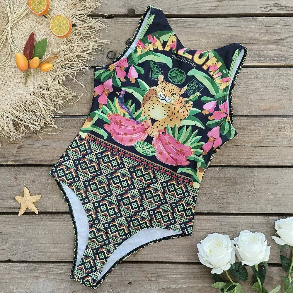 
                  
                    2024 New Printed One-piece Swimsuit Classic Printed Lace Up Swimsuit Women's Push Up Flower One-piece Suit Beach Wear For Female
                  
                