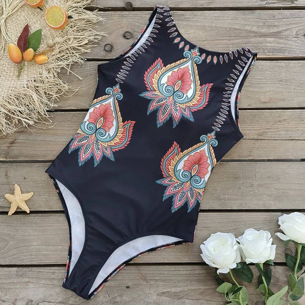 
                  
                    2024 New Printed One-piece Swimsuit Classic Printed Lace Up Swimsuit Women's Push Up Flower One-piece Suit Beach Wear For Female
                  
                