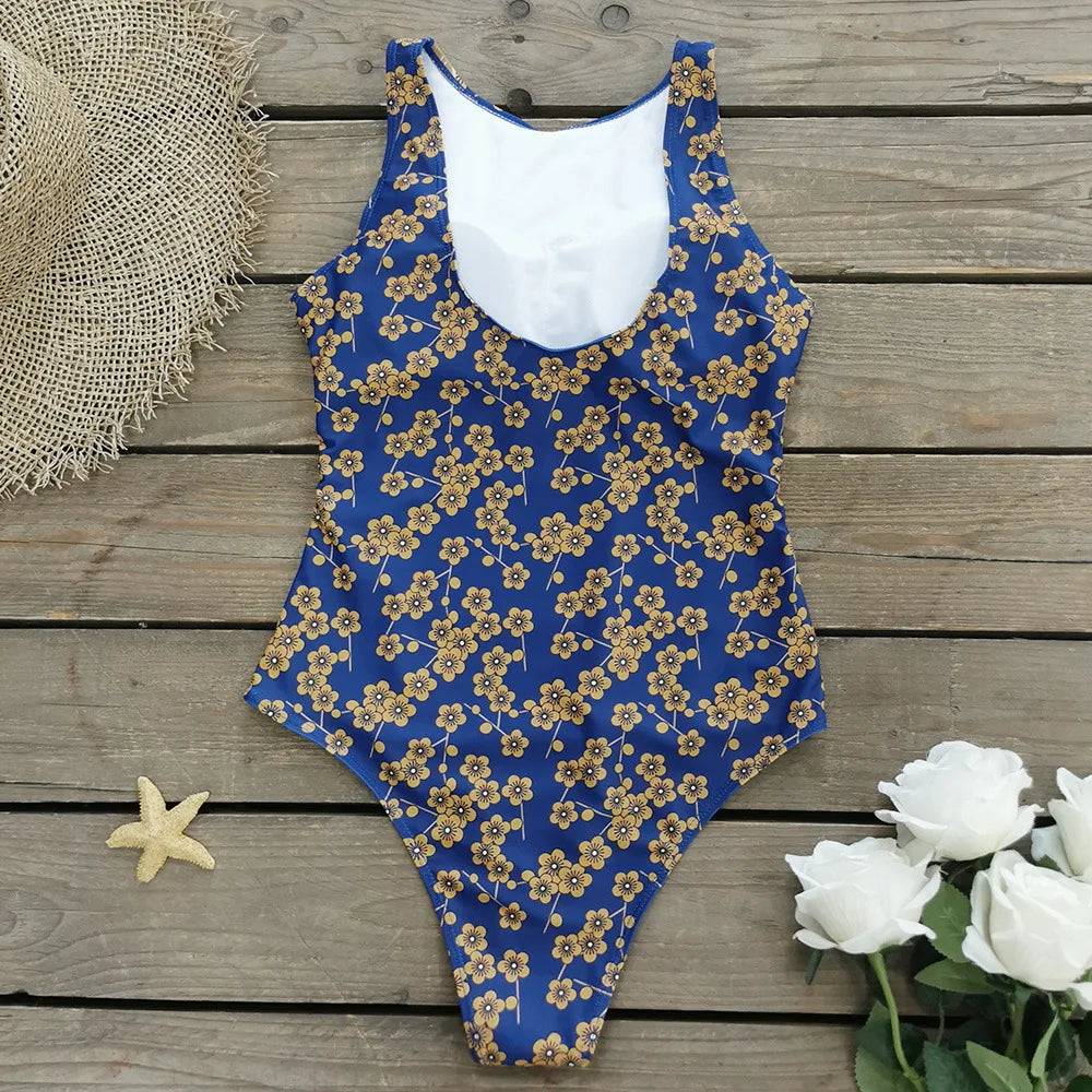 
                  
                    2024 New Printed One-piece Swimsuit Classic Printed Lace Up Swimsuit Women's Push Up Flower One-piece Suit Beach Wear For Female
                  
                