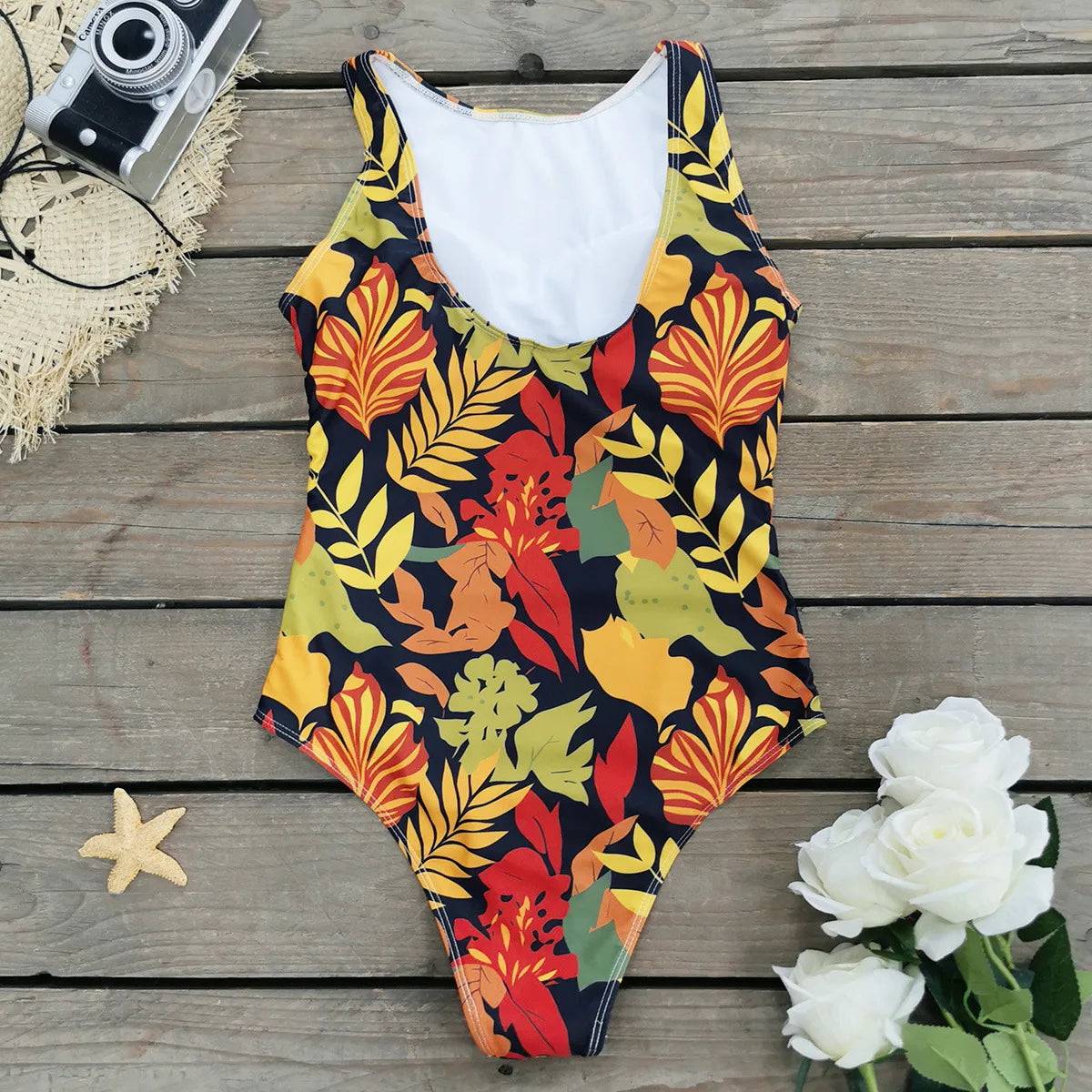 
                  
                    2024 New Printed One-piece Swimsuit Classic Printed Lace Up Swimsuit Women's Push Up Flower One-piece Suit Beach Wear For Female
                  
                