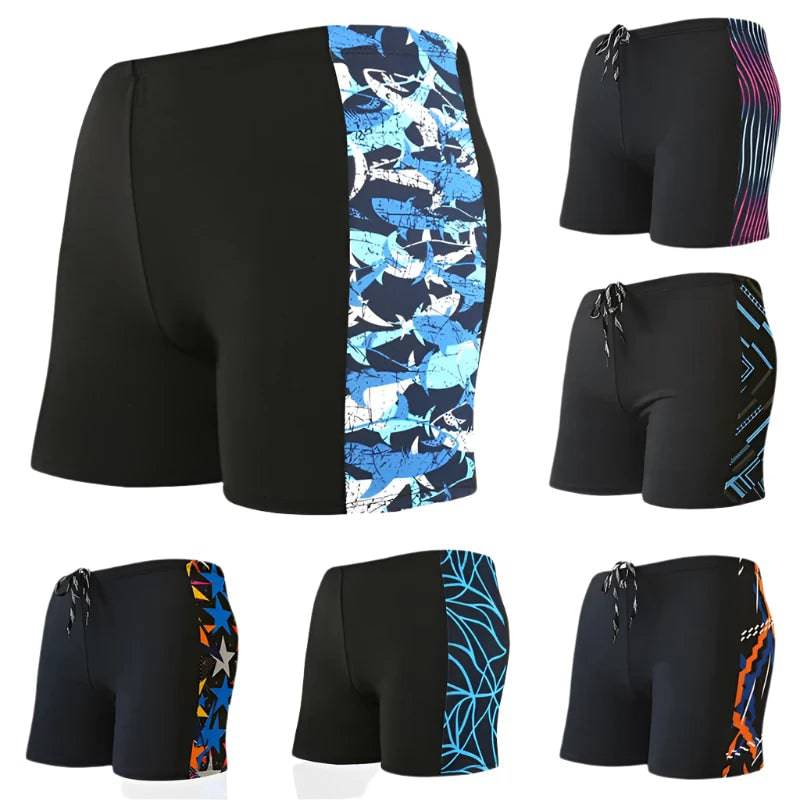 Summer Adult Swimming Trunks Men Swim Trunks Male Printing Boxer Swim Shorts Beach Surf Swimsuit Elastic Bathing Suit Swimwear