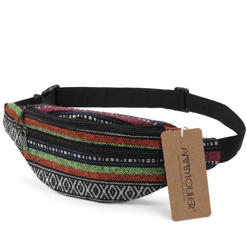 
                  
                    Annmouler New Women Fanny Pack 8 Colors Fabric Waist Packs Bohemian Style Waist Bag 2 Pocket Waist Belt Bag Travel Phone Pouch
                  
                