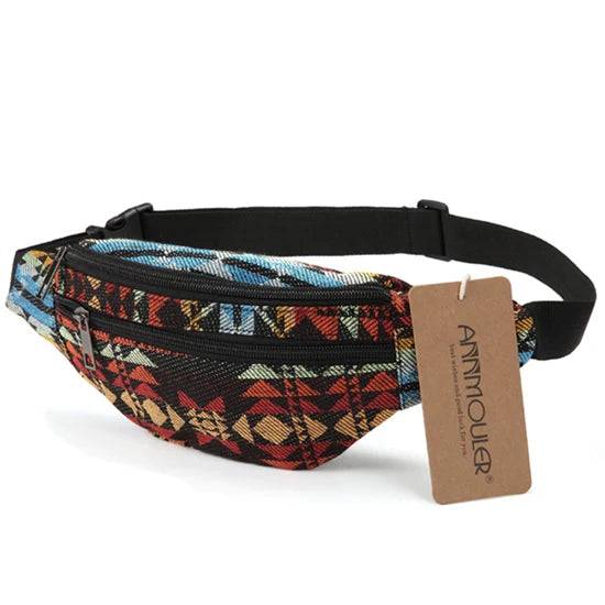 
                  
                    Annmouler New Women Fanny Pack 8 Colors Fabric Waist Packs Bohemian Style Waist Bag 2 Pocket Waist Belt Bag Travel Phone Pouch
                  
                