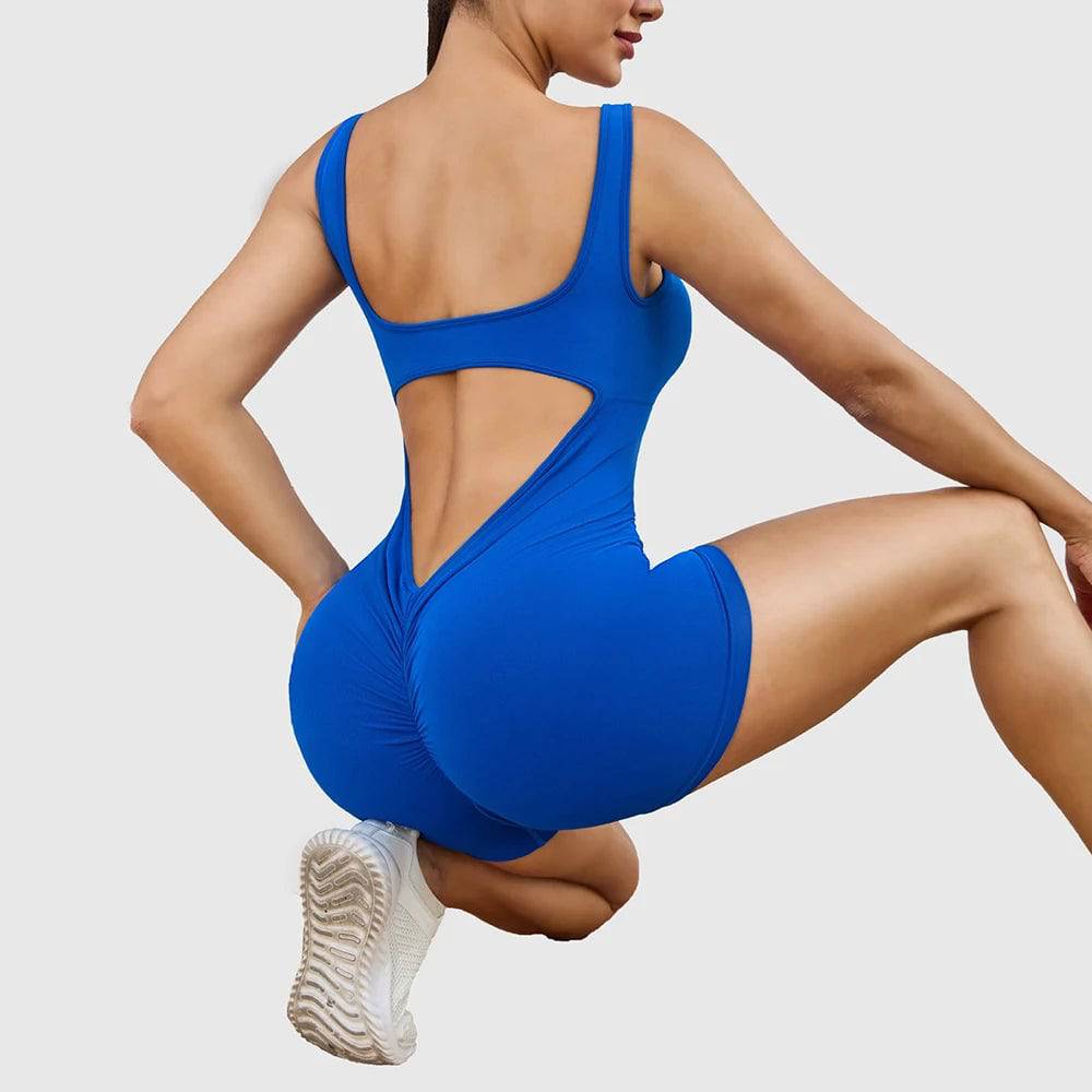 
                  
                    Yoga Jumpsuit Women Seamless Hollow Out Back Sports Romper Set Women Gym Short Backless Fitness Suit
                  
                