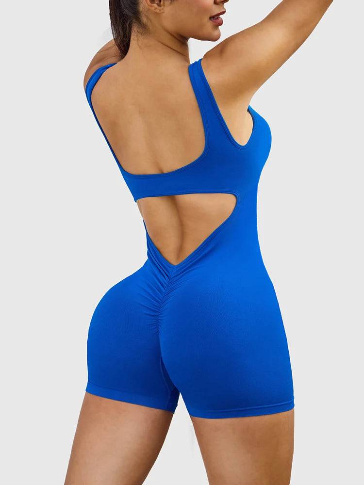 
                  
                    Yoga Jumpsuit Women Seamless Hollow Out Back Sports Romper Set Women Gym Short Backless Fitness Suit
                  
                