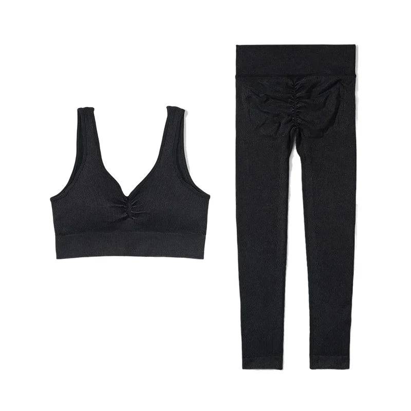 
                  
                    Seamless Ribbed Women's Sportswear Two Piece Yoga Set High Waist Gym Leggings Crop Top Fitness Sports Suits Acid Wash Activewear
                  
                