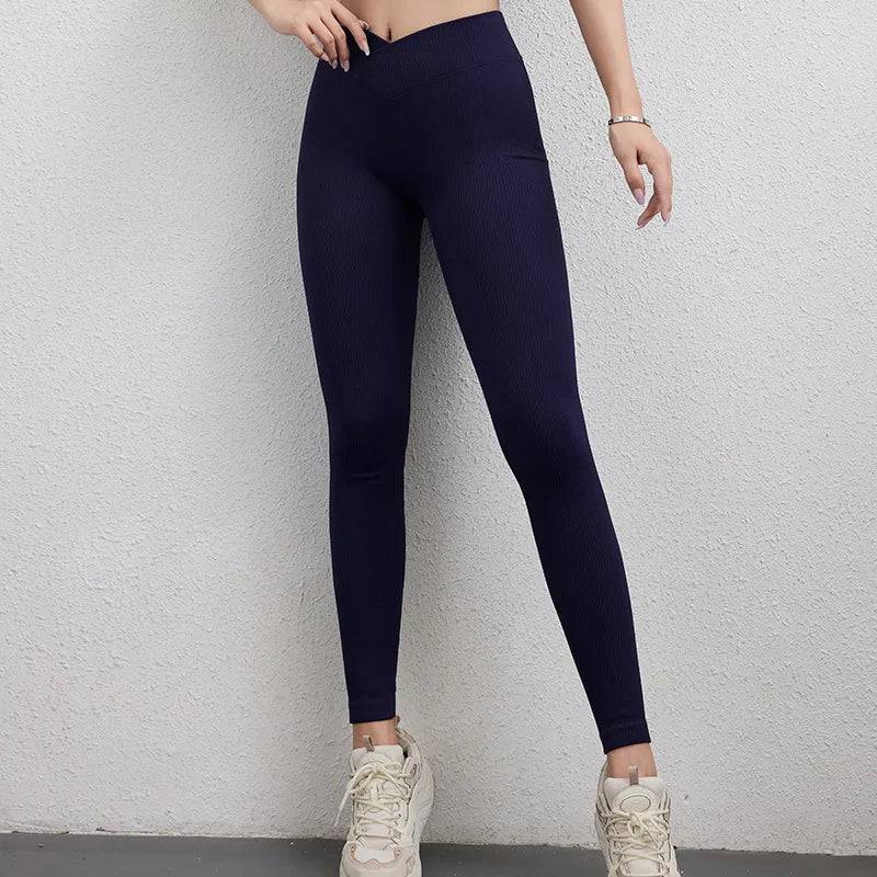 
                  
                    Ribbed Seamless Yoga Pant Cross Over Waistband Sports Fitness Legging Women High Waist Gym Scrunch Butt Running Leggings
                  
                