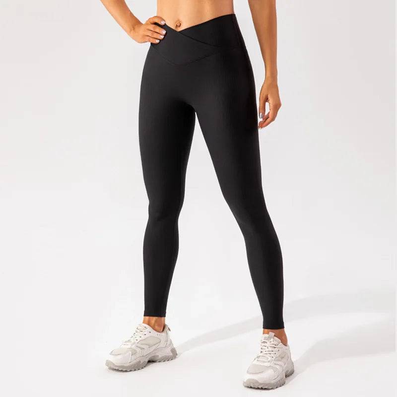 
                  
                    Ribbed Seamless Yoga Pant Cross Over Waistband Sports Fitness Legging Women High Waist Gym Scrunch Butt Running Leggings
                  
                