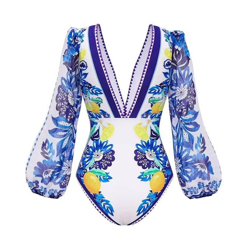 
                  
                    2024 Long-sleeved Lemon Print One Piece Swimsuit and Sarong Surfing Clearance Wholesale Flaxmaker Swimsuit
                  
                