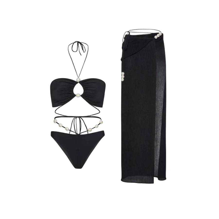 
                  
                    2024 Solid Color Halter Triangle Bikini and Beach Dress Women Fashion Swimsuit 2 Piece Set Outfit Luxury Swimwear Bathing Suit
                  
                