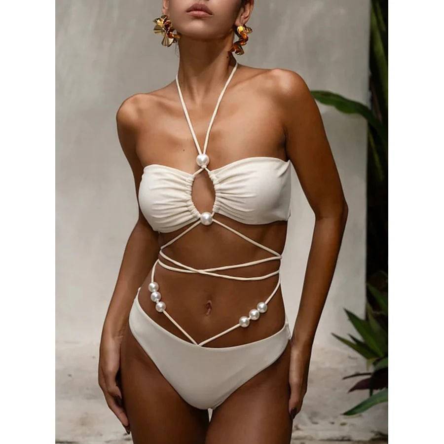 
                  
                    2024 Solid Color Halter Triangle Bikini and Beach Dress Women Fashion Swimsuit 2 Piece Set Outfit Luxury Swimwear Bathing Suit
                  
                