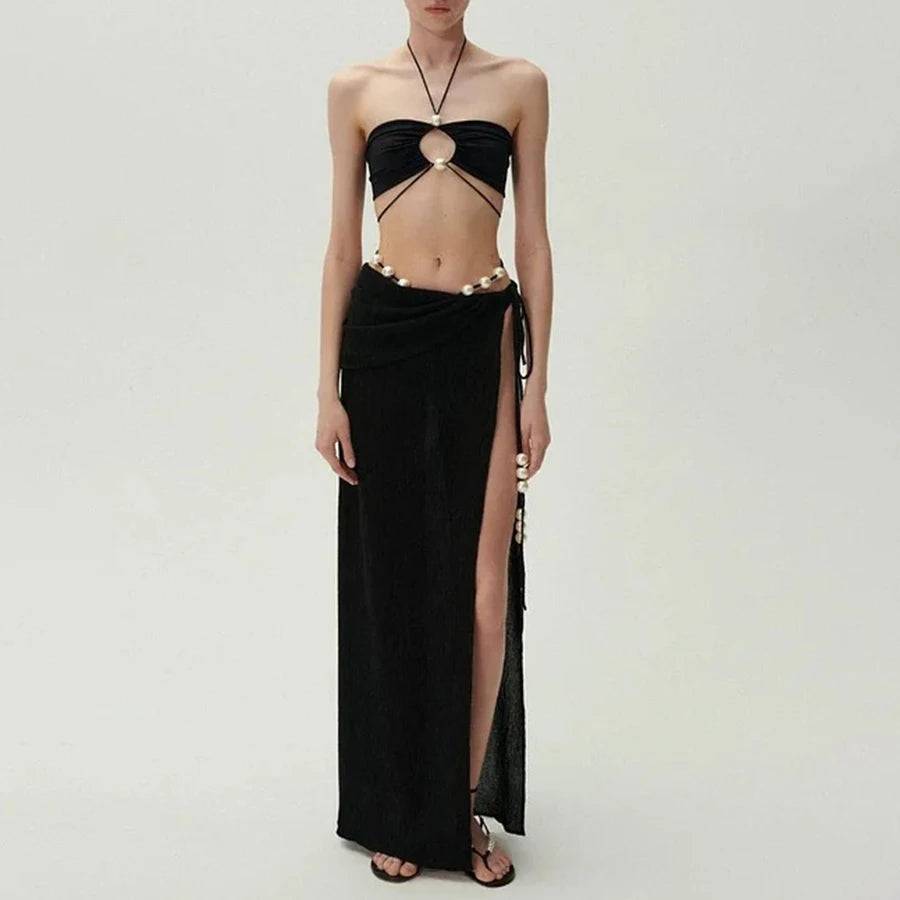 
                  
                    2024 Solid Color Halter Triangle Bikini and Beach Dress Women Fashion Swimsuit 2 Piece Set Outfit Luxury Swimwear Bathing Suit
                  
                