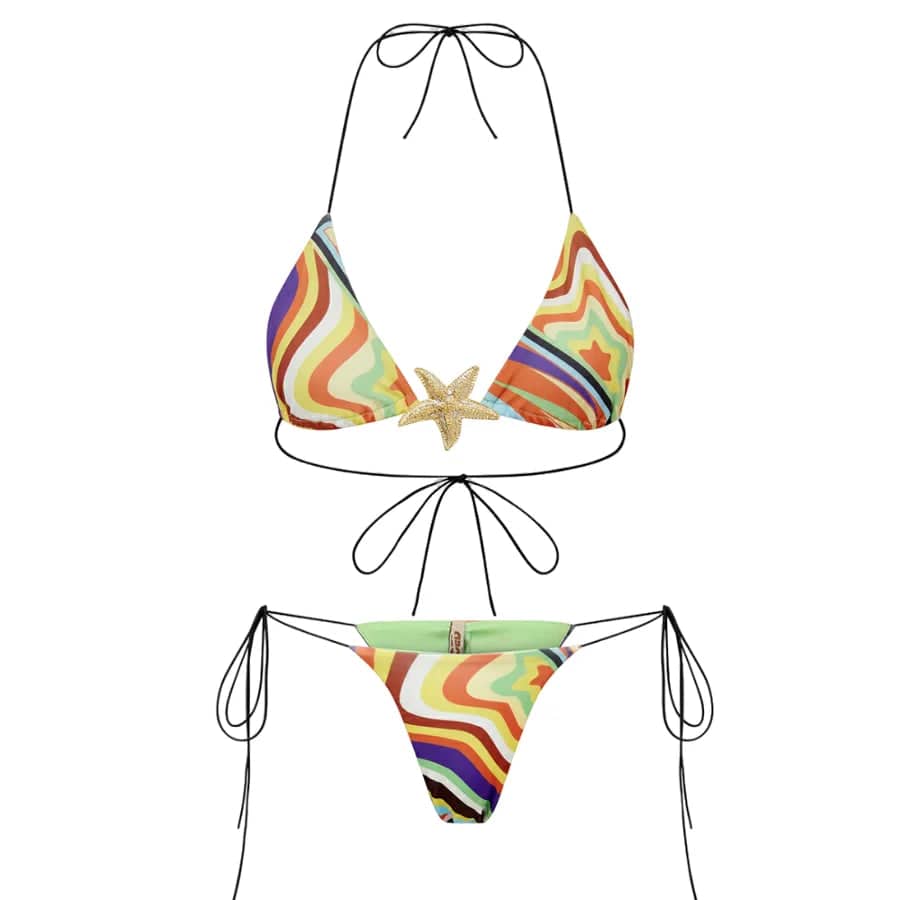 
                  
                    2024 Colorful Striped Printed Bikini Triangle Women Sexy Split Swimsuit Fashion Beach Swimwear Beach Dress Bathing Suit Clothing
                  
                