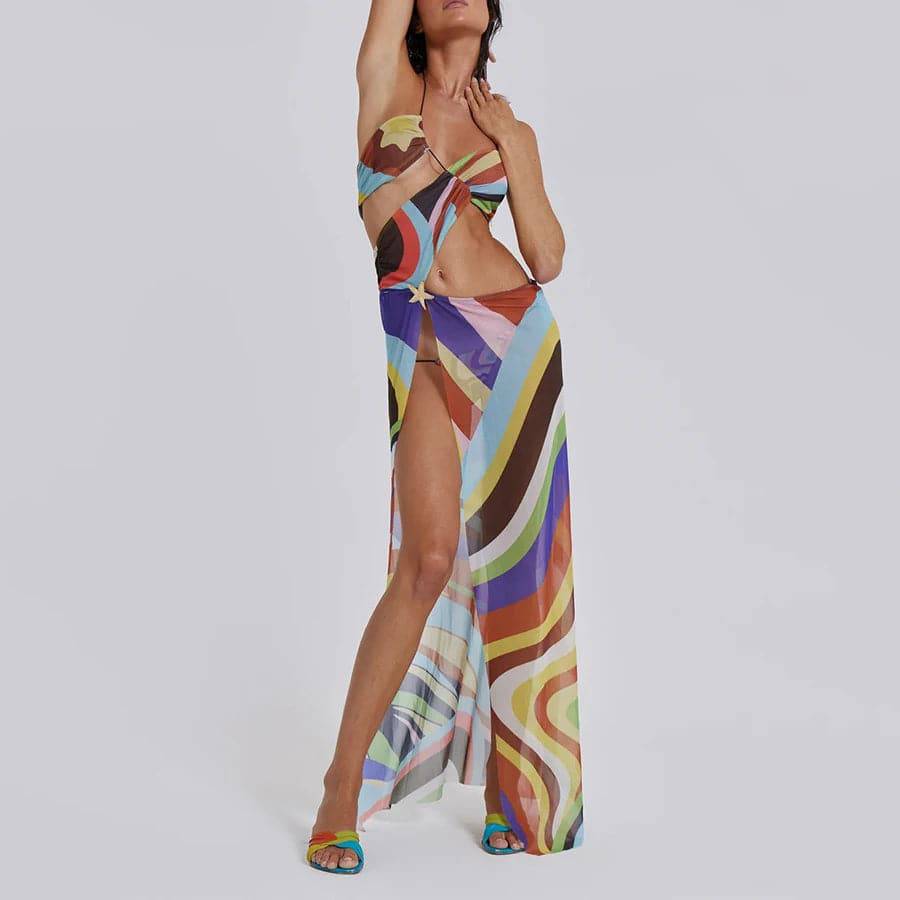 
                  
                    2024 Colorful Striped Printed Bikini Triangle Women Sexy Split Swimsuit Fashion Beach Swimwear Beach Dress Bathing Suit Clothing
                  
                