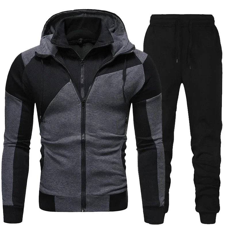 
                  
                    Men Tracksuit Double Zipper Two Pieces Set Mens Sportswear Male Jacket Hoodie and Pants Sweatsuit Hoodies+Pants
                  
                