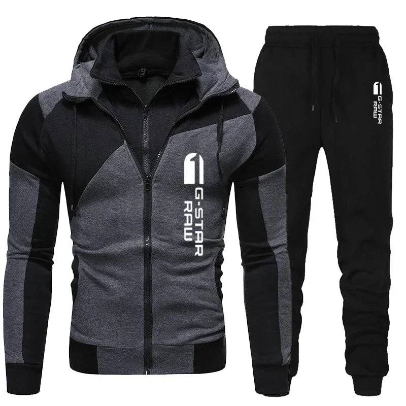 
                  
                    Men Tracksuit Double Zipper Two Pieces Set Mens Sportswear Male Jacket Hoodie and Pants Sweatsuit Hoodies+Pants
                  
                