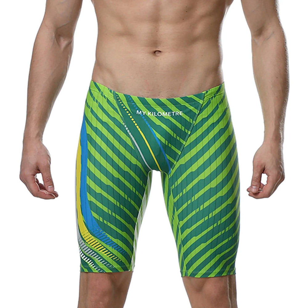 MY KILOMETRE Mens Swimsuit Jammer Endurance Athletic Training Swimsuit Racing Swimming Trunks Shorts Swimwear Men Swim Jammers