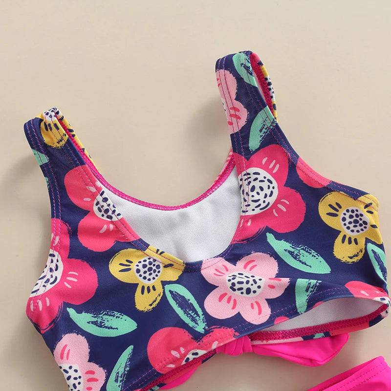 
                  
                    2-6T Girls Rose Red Letter Two-Piece Swimsuit Set Letter Flower Printed Front Knotted Vest Top with Underpants S Beach Wear
                  
                