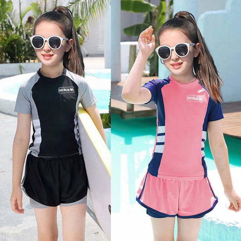 
                  
                    Children's Swimsuit Cute Summer Kids Girl Split Swimsuit Short Sleeve Sunscreen Swimsuits Summer Professional Swimming Suit
                  
                