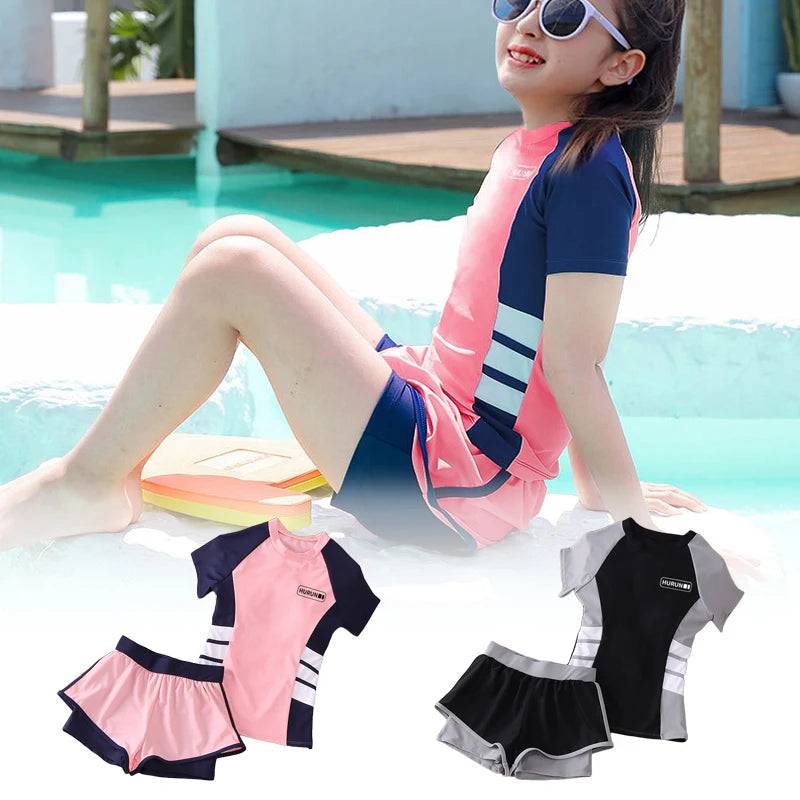 
                  
                    Children's Swimsuit Cute Summer Kids Girl Split Swimsuit Short Sleeve Sunscreen Swimsuits Summer Professional Swimming Suit
                  
                