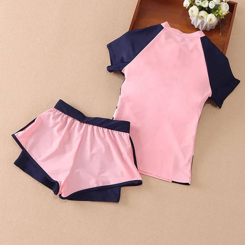 
                  
                    Children's Swimsuit Cute Summer Kids Girl Split Swimsuit Short Sleeve Sunscreen Swimsuits Summer Professional Swimming Suit
                  
                