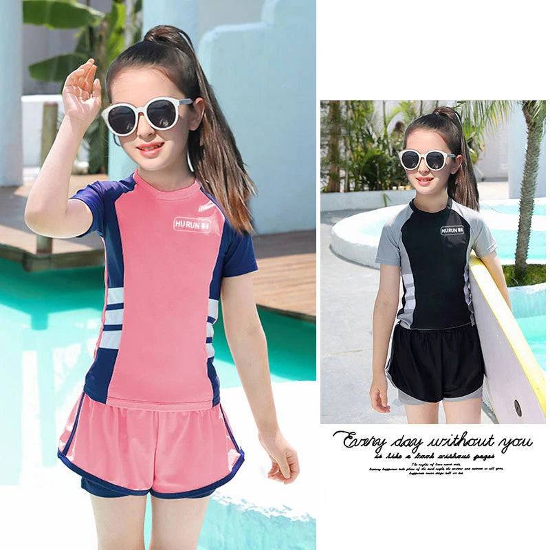 
                  
                    Children's Swimsuit Cute Summer Kids Girl Split Swimsuit Short Sleeve Sunscreen Swimsuits Summer Professional Swimming Suit
                  
                