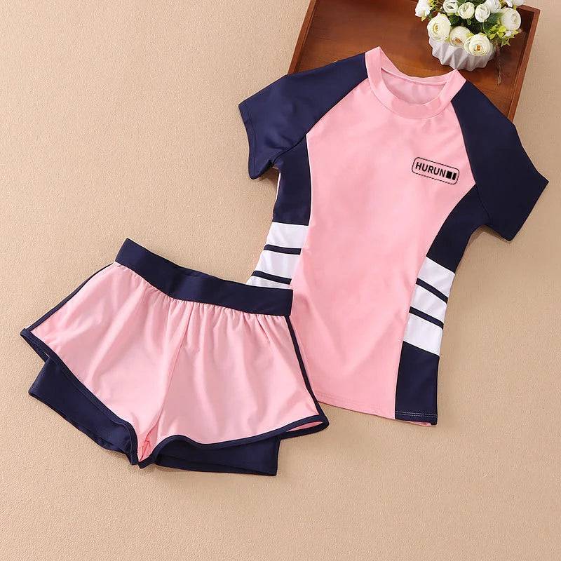 
                  
                    Children's Swimsuit Cute Summer Kids Girl Split Swimsuit Short Sleeve Sunscreen Swimsuits Summer Professional Swimming Suit
                  
                