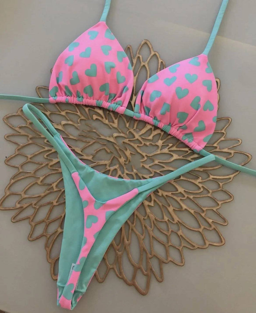 
                  
                    Para Praia Heart Print 2024 Halter Bikini Set Thong Swimsuit Women Bandage Swimwear Biquini Brazilian Bathing Suit Beachwear
                  
                