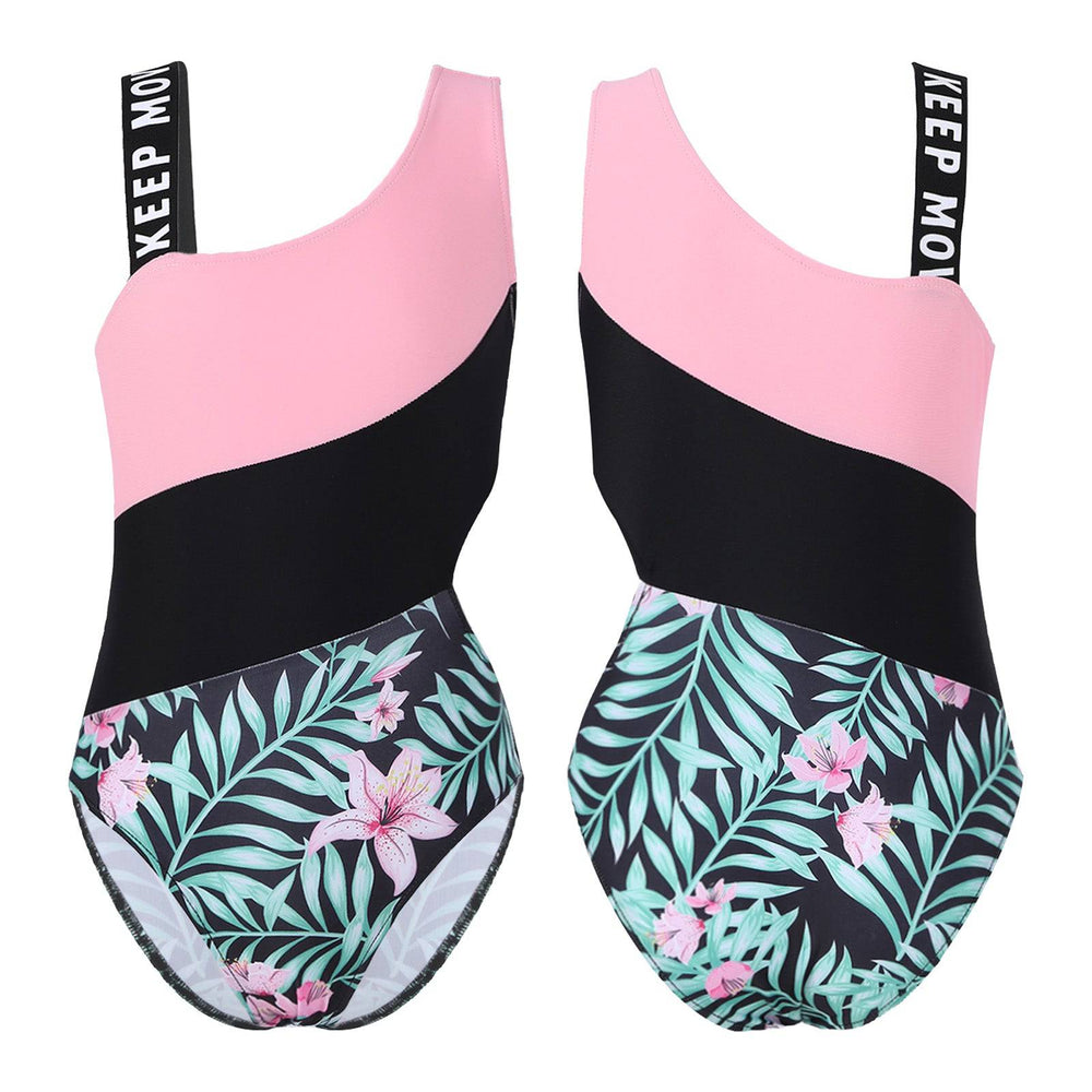 
                  
                    Girls One Piece Swimsuit Floral Print Swimwear Asymmetrical Shoulder Hollow Out Waist Swimming Jumpsuit Beach Pool Bathing Suit
                  
                