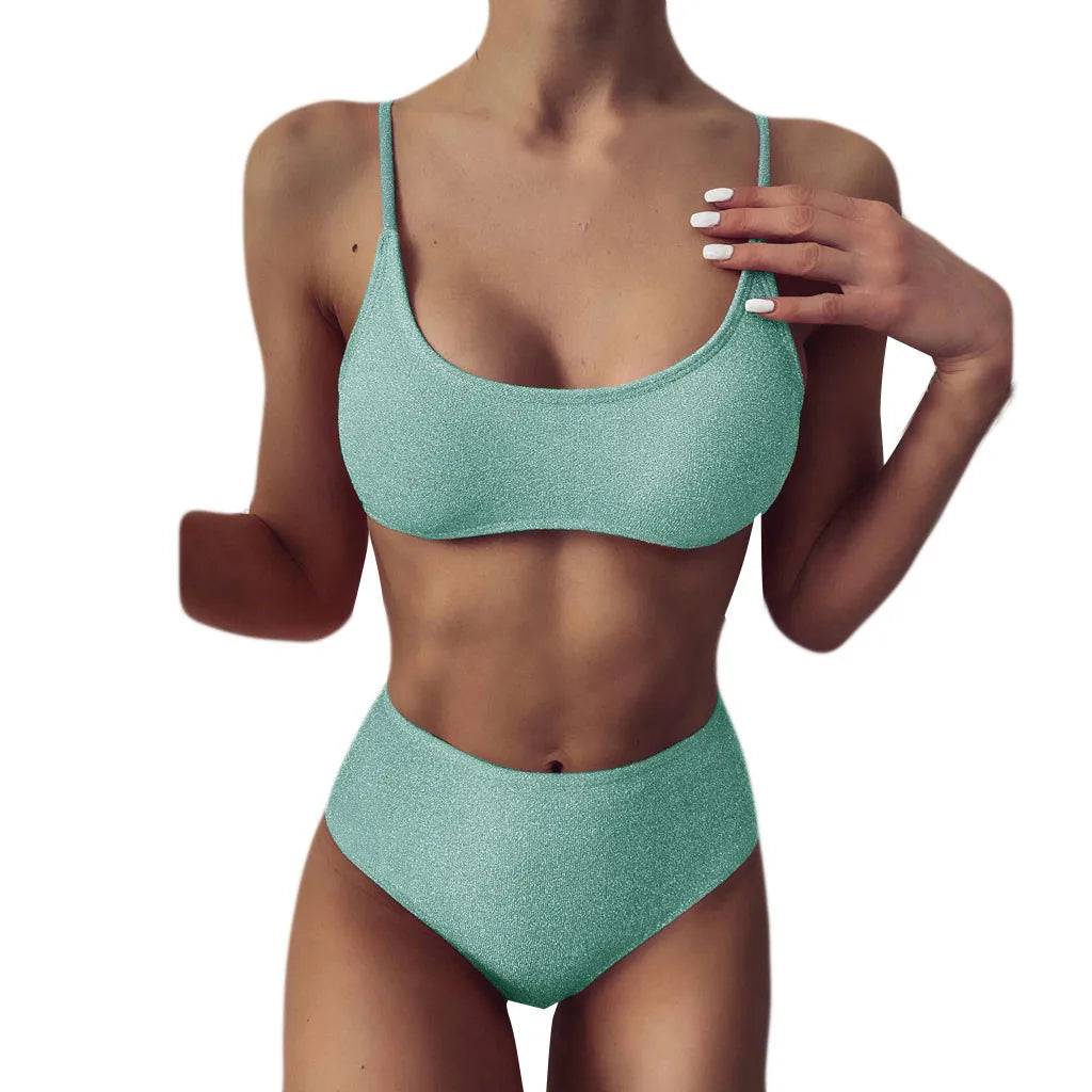 
                  
                    Solid Color Padded Bra Bikini Sets Swimsuit Women Push Up Y2k Tankini Swimwear Set New Beach Mujer High Waist Biquini Suit
                  
                