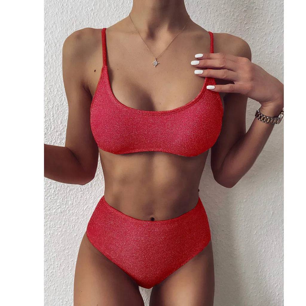 
                  
                    Solid Color Padded Bra Bikini Sets Swimsuit Women Push Up Y2k Tankini Swimwear Set New Beach Mujer High Waist Biquini Suit
                  
                