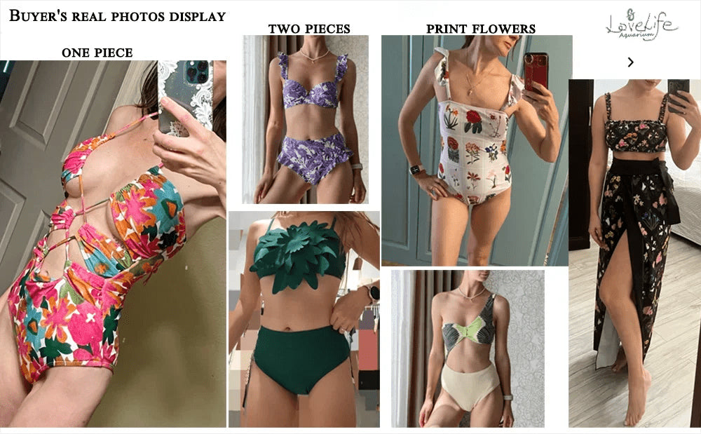 
                  
                    Floral Print Fashion One Piece Bikini and Cover Up Women's Bandage  Separate Bandeau Swimsuit Thong Underwear Bra 2023 Luxury
                  
                