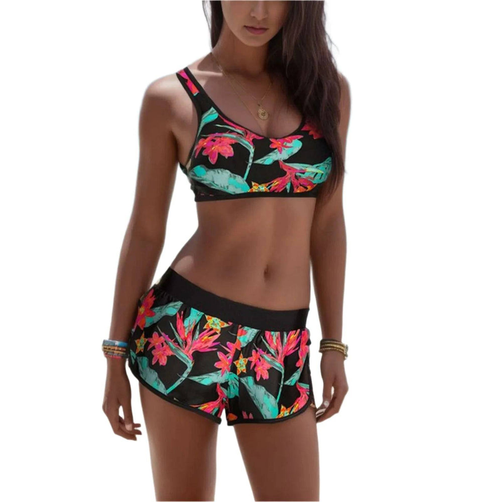 Bohemian Fashion Floral Print Monokini Bikini Sets Swimwear Two Piece Separates Swimsuit Women'S Luxury Tankinis Bathing Suit