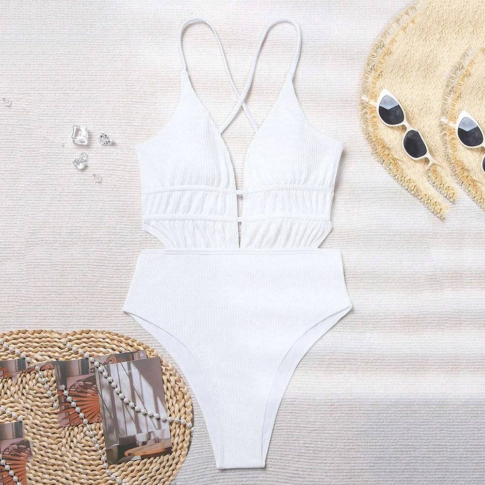 
                  
                    Sexy Black Ribbed Backless Swimwear Woman 2024 One Piece Swimsuits String Cross Swimming Wear Bathing Suit Bathers Bodysuit
                  
                