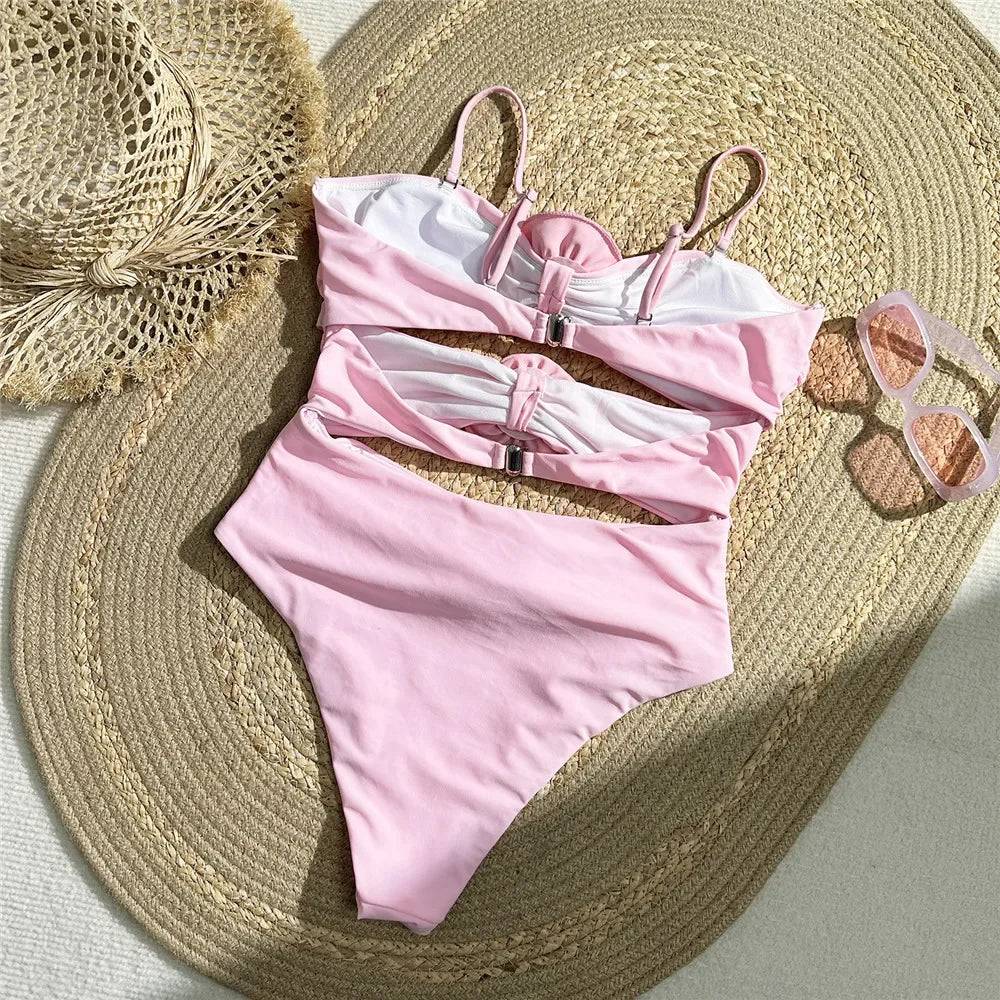 
                  
                    Sexy Pink 3D Flower Swimwear Woman One Piece Swimsuits Female Cut Out Monokini Bathing Swimming for Women Bathers Swim 2024 New
                  
                