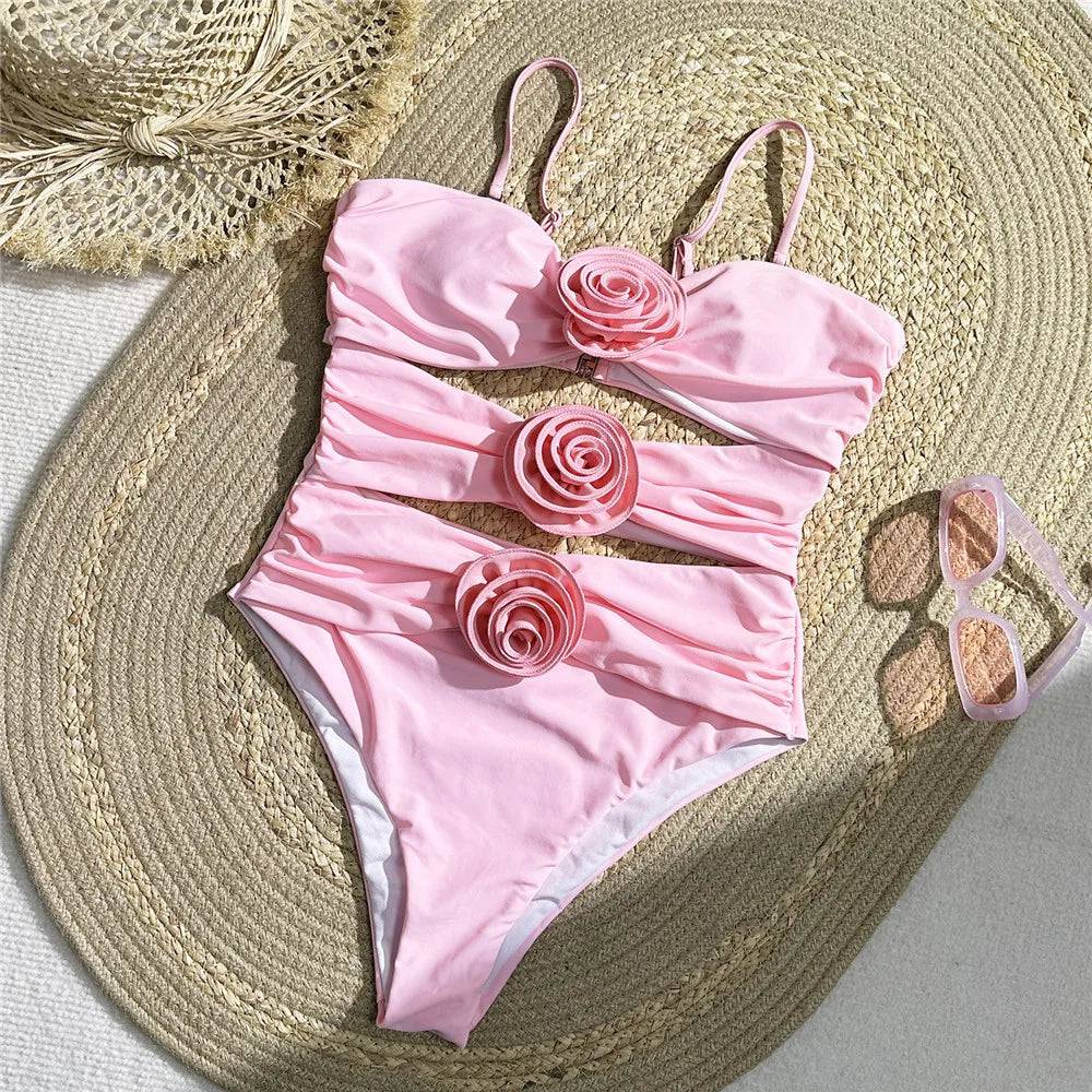 
                  
                    Sexy Pink 3D Flower Swimwear Woman One Piece Swimsuits Female Cut Out Monokini Bathing Swimming for Women Bathers Swim 2024 New
                  
                