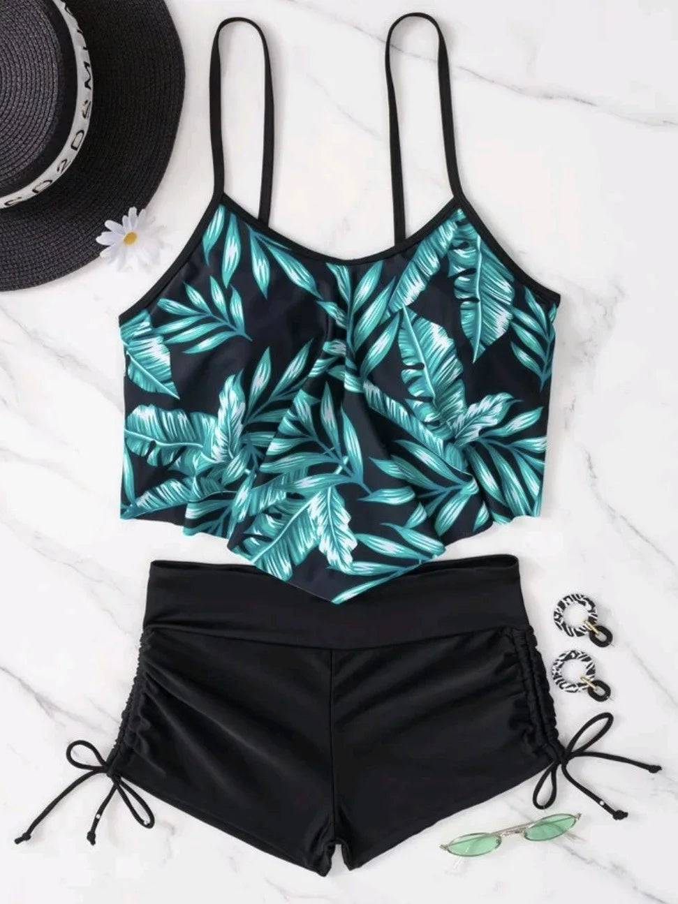 
                  
                    2023 Ruffle Sports Bikini Set Two Piece Swimsuit Women With Shorts Swimwear Female Bathing Swimming Suit Beach Wear Summer
                  
                