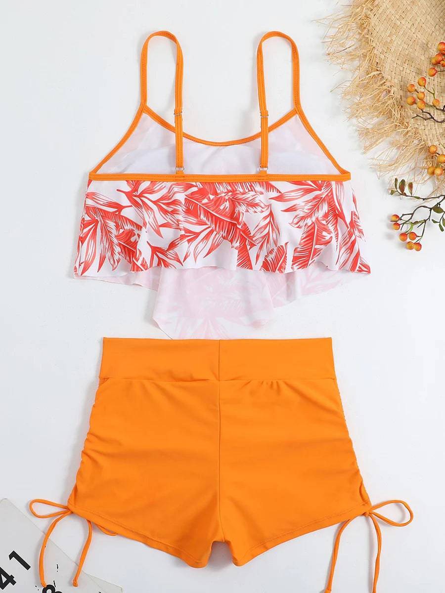 
                  
                    2023 Ruffle Sports Bikini Set Two Piece Swimsuit Women With Shorts Swimwear Female Bathing Swimming Suit Beach Wear Summer
                  
                