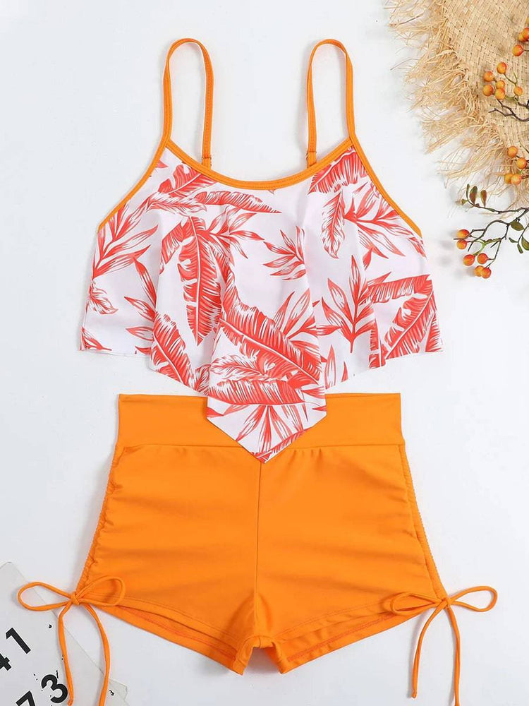 
                  
                    2023 Ruffle Sports Bikini Set Two Piece Swimsuit Women With Shorts Swimwear Female Bathing Swimming Suit Beach Wear Summer
                  
                