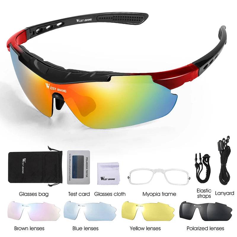 
                  
                    WEST BIKING Cycling Polarized Sunglasses Bike Motorcycle Windproof Trending Glasses 5 Lens UV400 MTB Goggles With Myopia Frame
                  
                